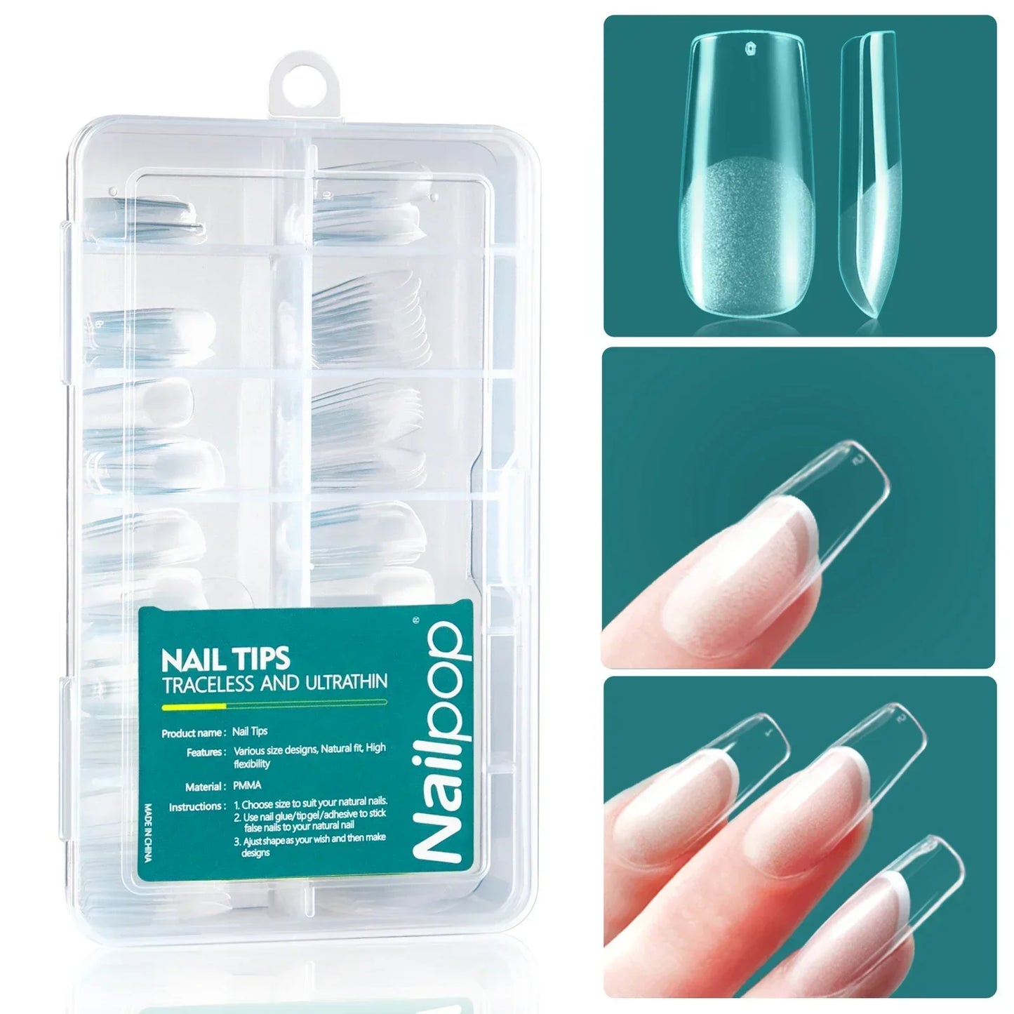 Pontas Nailpop Gel X – 120 unidades de gel macio, extensões fáceis de unhas