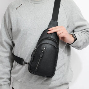 Bolso de hombro: bolso de hombro de cuerpo de cuero 100% genuino para hombres - informal y elegante