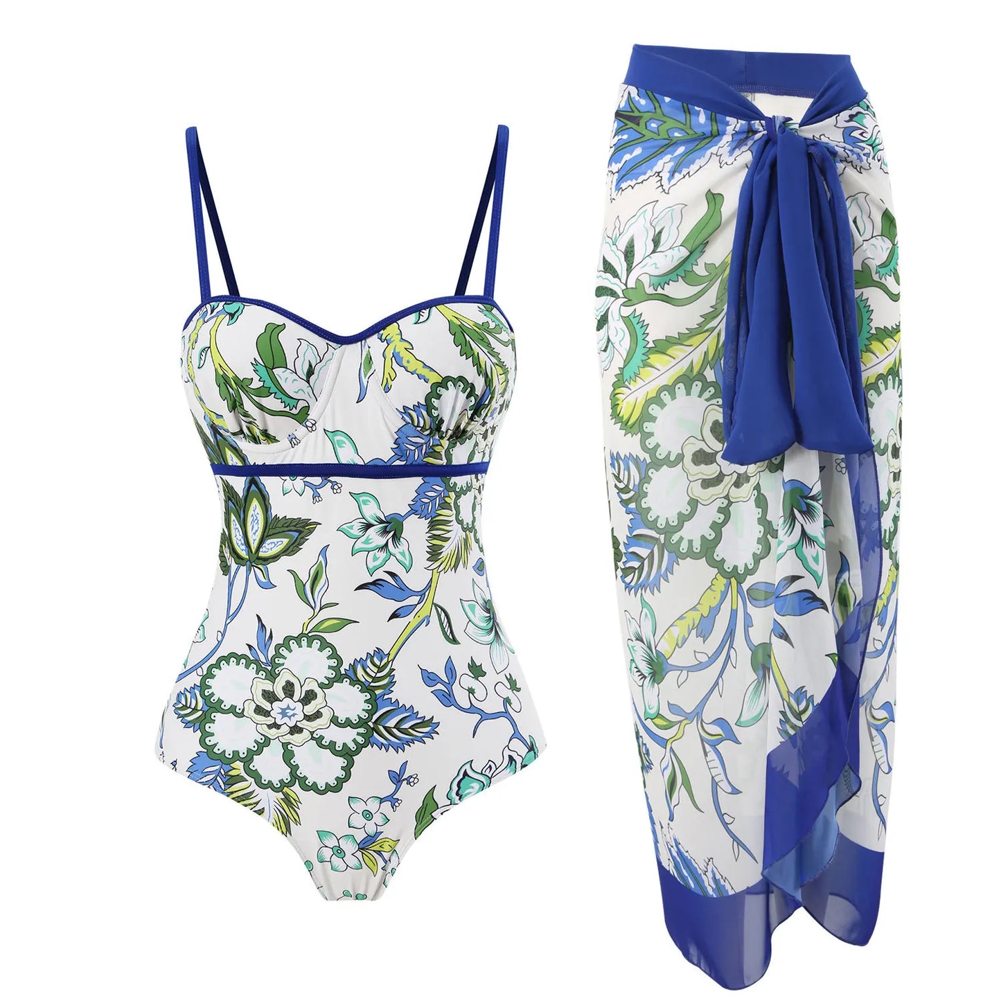 Novo conjunto de biquíni push up – estampa floral, babados, trajes de banho brasileiros com tiras