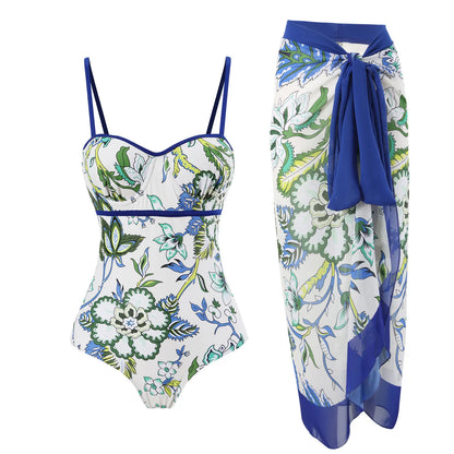 Novo conjunto de biquíni push up – estampa floral, babados, trajes de banho brasileiros com tiras