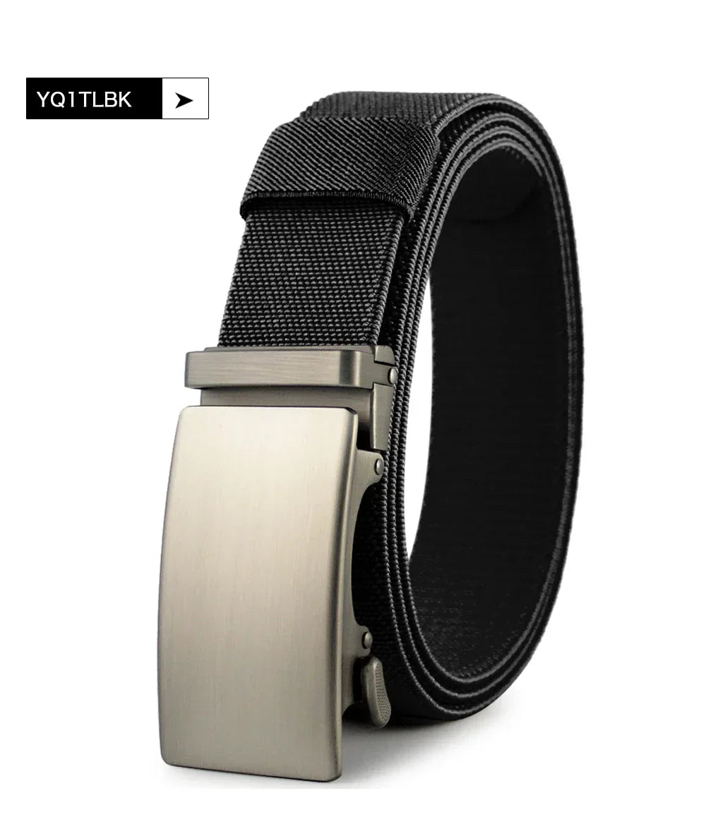 Sports Elastic Tactical Belt – Automatic Metal Buckle, Stretch Nylon Military Unisex Belt (115–150CM)