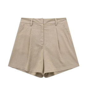 Women’s Linen Vest Shorts Set – V Neck Chic Summer Casual  Office Outfit
