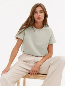 Frauen T-Shirt 100% Baumwollboden grundlegend modische Tops-Shirts 230g/㎡