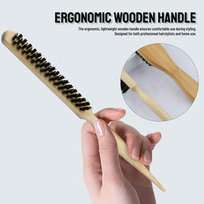 2pcs Bristle Premium Bristle Brosse avec une poignée en bambou réduit les frisottis et le brosse à poils de massage statique du cuir chevelu pour tous les types de cheveux