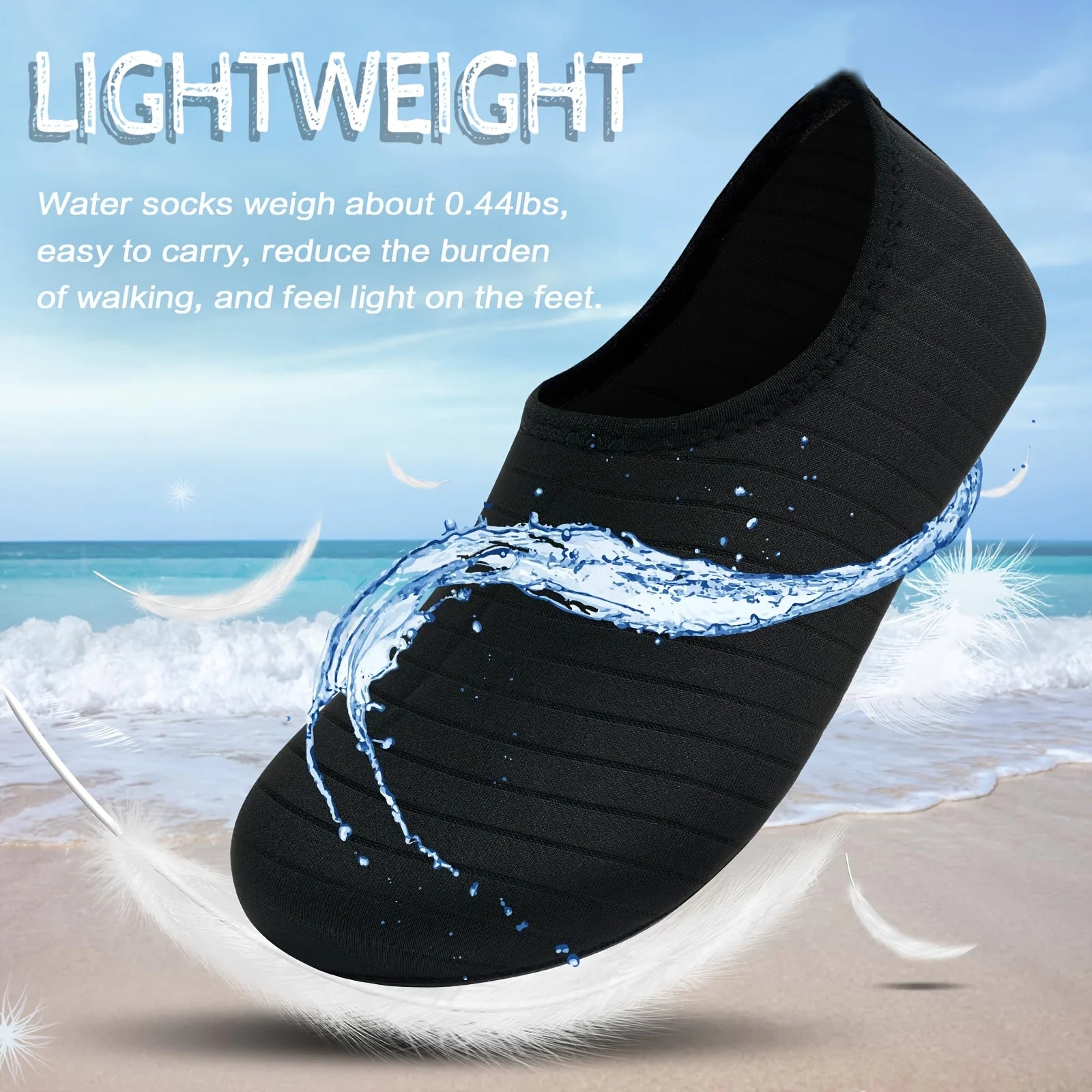 Chaussures d'eau aux pieds nus - chaussettes aqua à séchage rapide et antidérapantes pour la plage, la natation et les sports nautiques