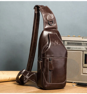 Miami Design- HUMER™ Unisex Genuine Leather Sling Bag – Anti-Theft & Anti-Pickpocket Design- For Travel, Hikking and Urban Use