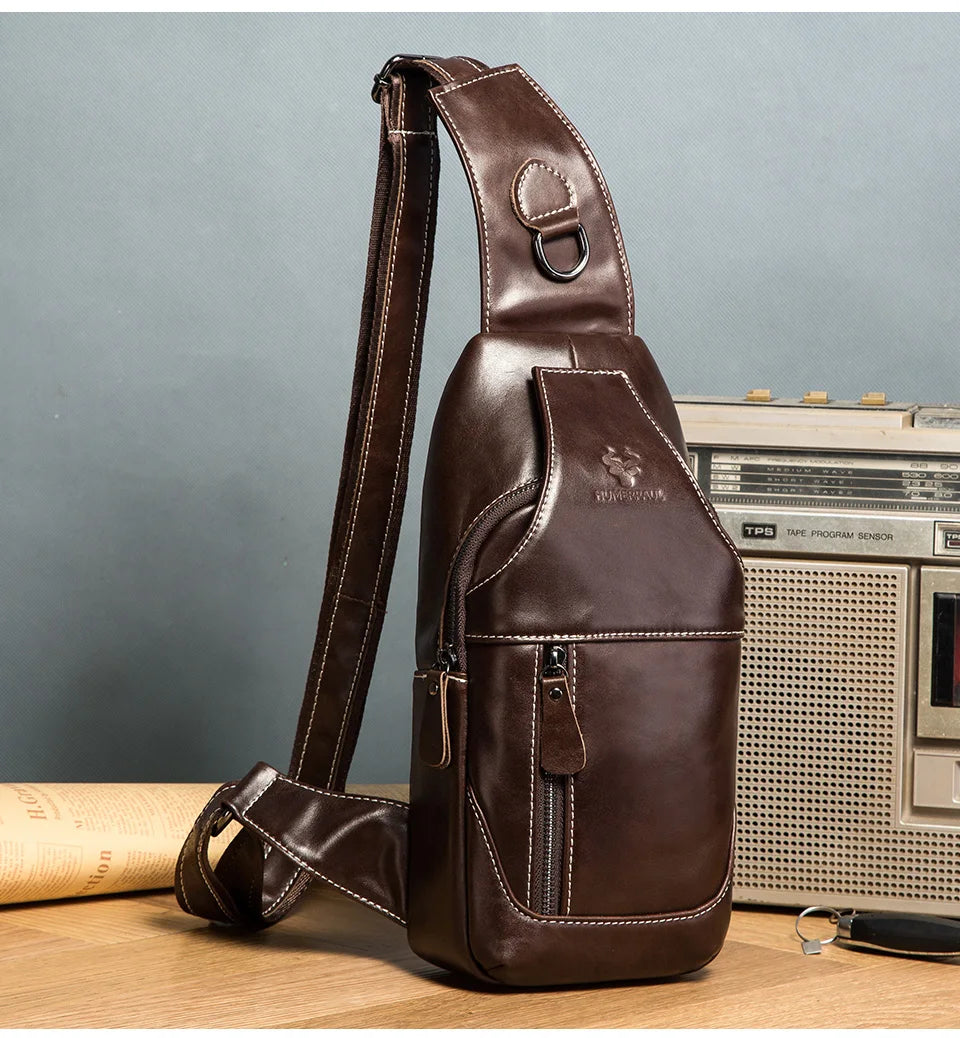 Miami Design- HUMER™ Unisex Genuine Leather Sling Bag – Anti-Theft & Anti-Pickpocket Design- For Travel, Hikking and Urban Use
