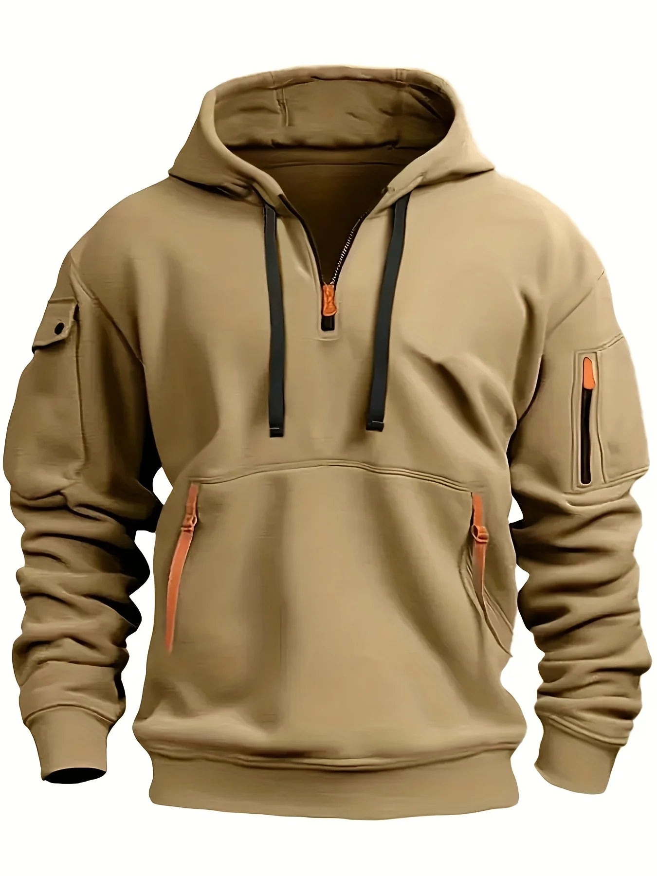 Caperos de moda casual para hombres-sudadera de pulverización de medio zip para primavera y otoño | Chaqueta de estilo de fitness y calles