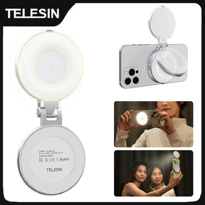 Telesin smartphone magnetische vullamp Mini selfie licht 3 modi verstelbare helderheid voor iPhone Xiaomi Huawei Samsung telefoon