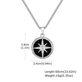 Acero inoxidable ‌Eight Awn Star Turquoise Colgante Collar 24x28x6.2 mm Joyas hipoalergénicas Regalos vintage para hombres Mujeres