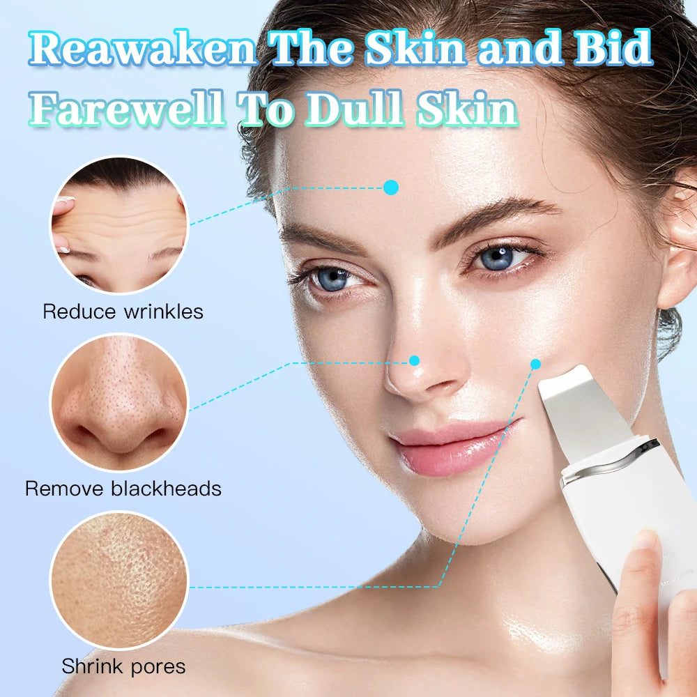 Professional Ultrasonic Skin Scrubber Peeling Blackhead Remover Deep Face Cleaning Peeling Skin Care Device Beauty Instrument