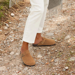 Genuine Suede Clogs – Unisex Comfort with Arch Support & Cork Footbed