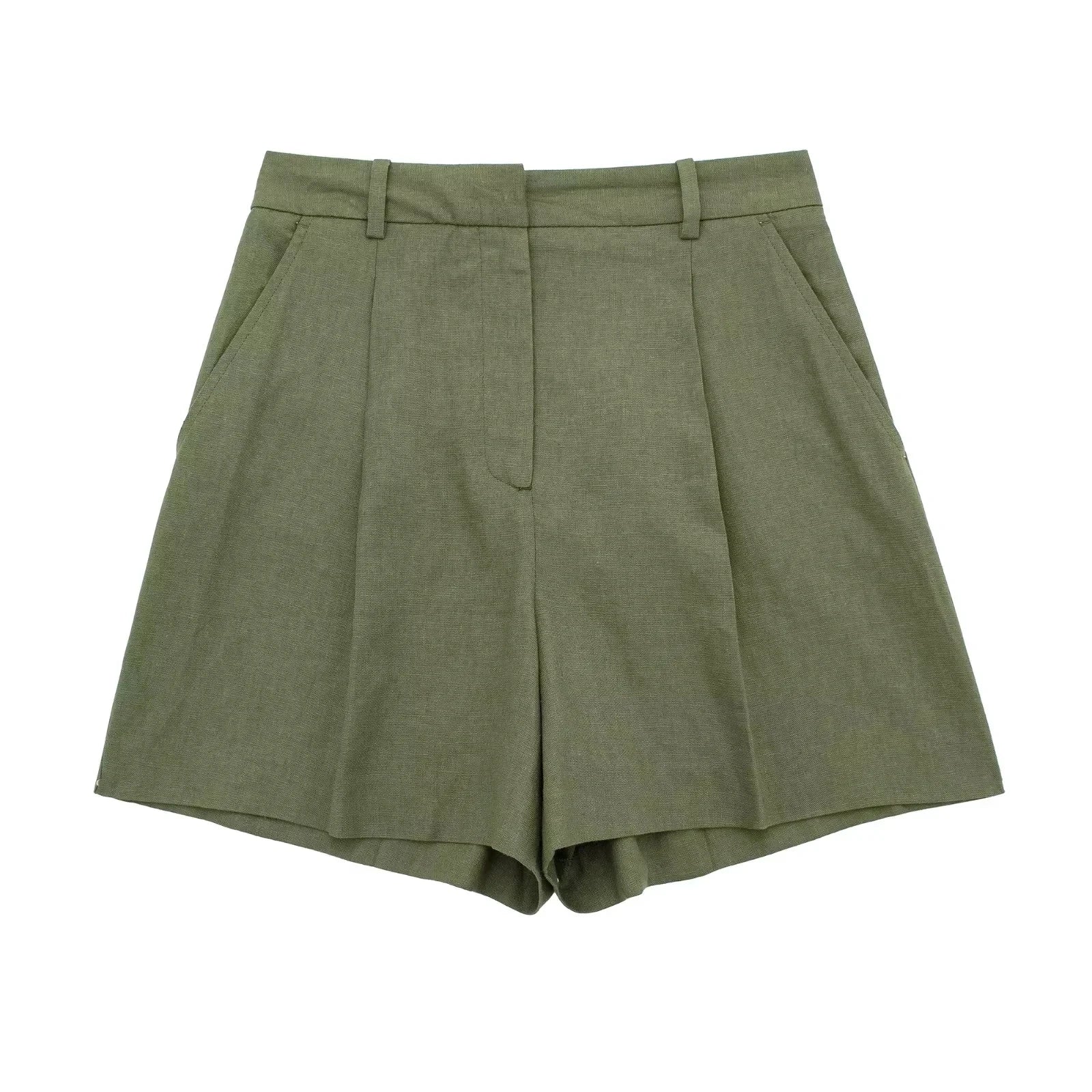Women’s Linen Vest Shorts Set – V Neck Chic Summer Casual  Office Outfit