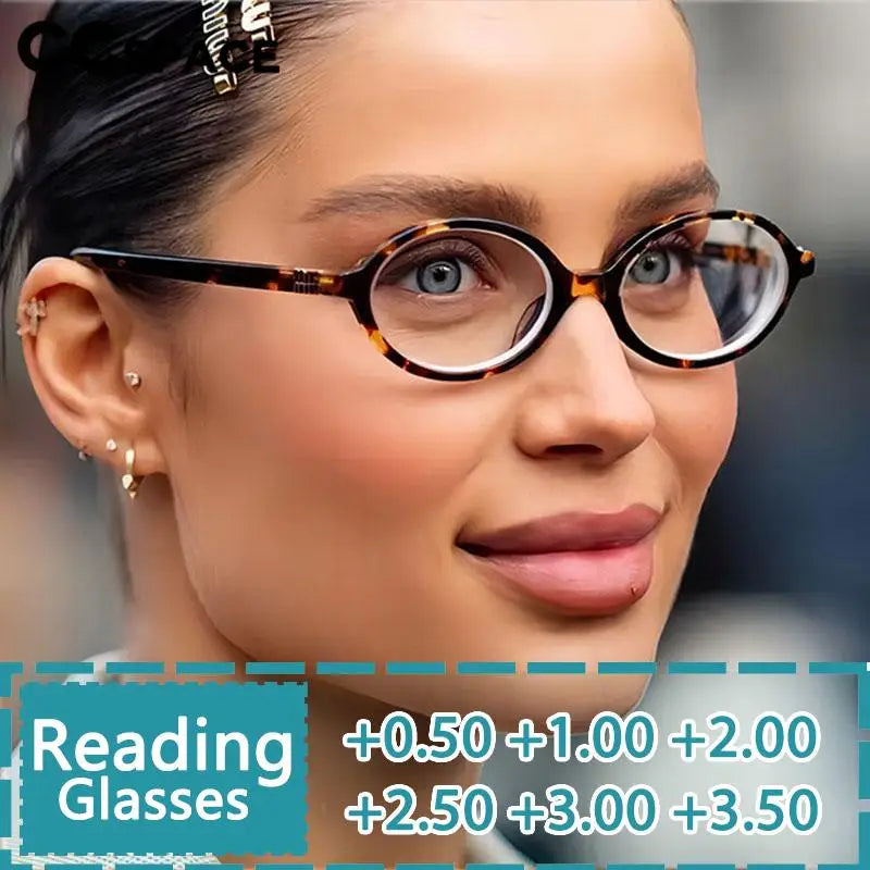 Oval Vintage Opticla Reading Glasses Women Small Size Anti Blue Light Computer Eyeglass Retro Prescription Spectacels