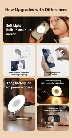 Telesin smartphone magnetische vullamp Mini selfie licht 3 modi verstelbare helderheid voor iPhone Xiaomi Huawei Samsung telefoon