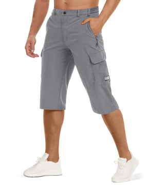 MIAMI TAC -Summer Quick Dry 3/4 Capri Pants Men's Casual Multi-Pockets Lightweight