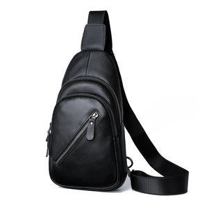 Bolso de hombro: bolso de hombro de cuerpo de cuero 100% genuino para hombres - informal y elegante