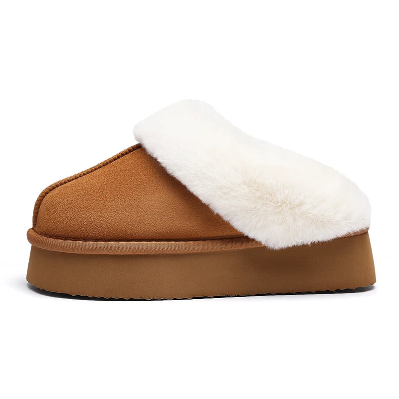 Zapatillas de plataforma funke cálida y esponjosa: gamuza suave, suela antiskid y espuma de memoria