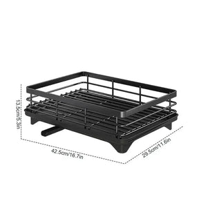 Adjustable Dish Drying Rack & Drainboard Organizer for Kitchen Plates, Over Sink Countertop, Cutlery Storage with Drain Rac