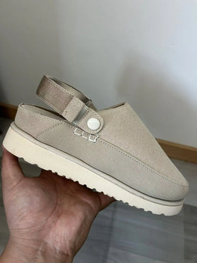Women's Suede Gold Clog Platform Back Strap Clogs – Large Size, Casual Autumn Design