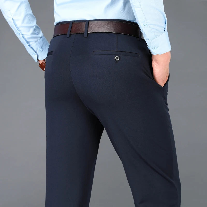 Calça masculina casual de negócios – secagem rápida, elástica & ajuste elegante