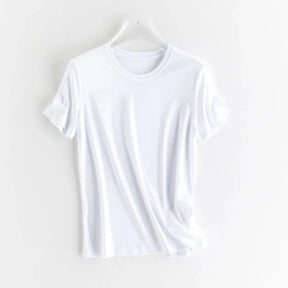 T-shirt en soie et en coton mercerisé - Expérience de douceur soyeuse et de style sophistiqué - disponible en V et cou rond