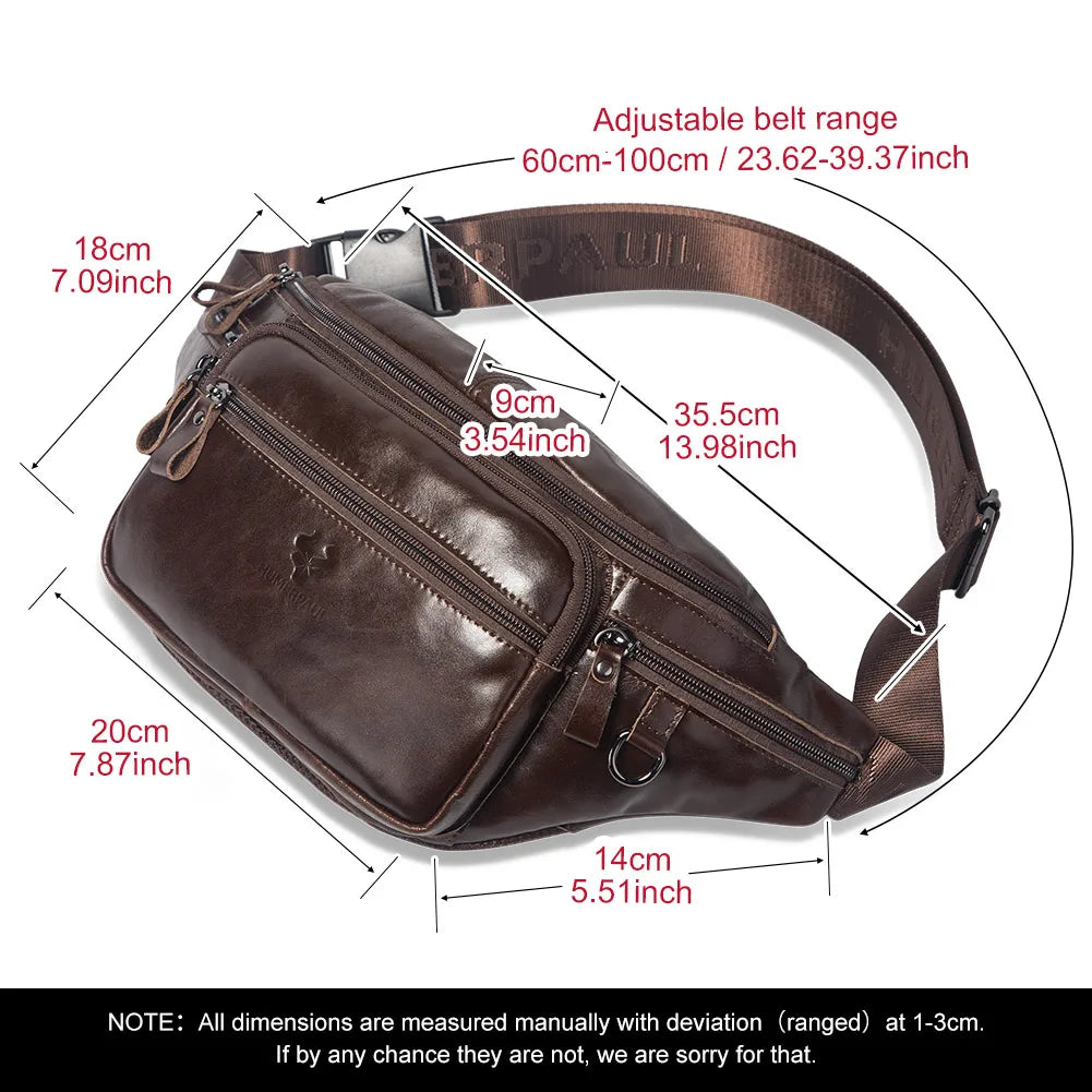 Midjeväska i äkta läder Casual Crossbody