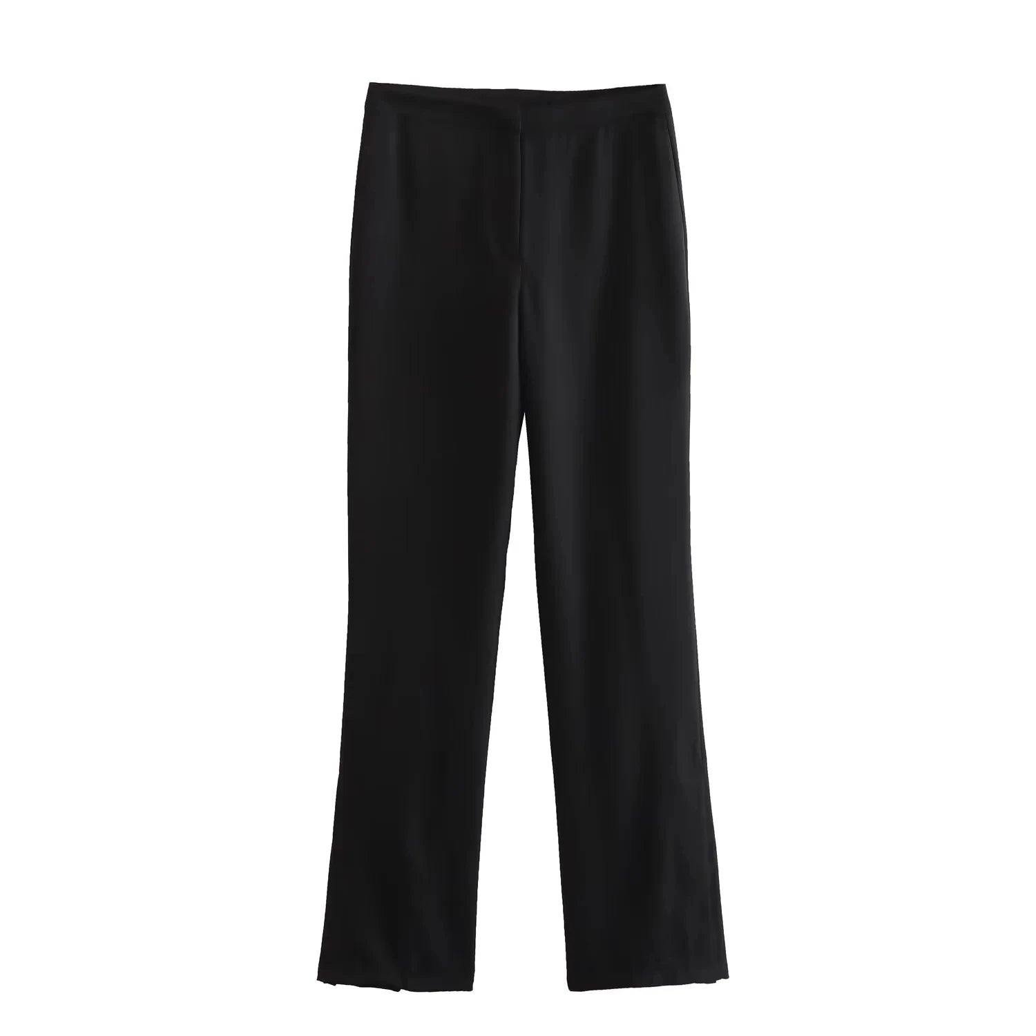 Women’s Elegant Strapless Pant Suit – Buttoned Top & Side Slit Trousers Fashion Set