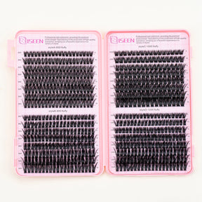 Iseen DIY segmentée fausses de cils ensemble de cils de grande capacité livre de cils en cluster avec de la colle, retirer la colle, twezeer, pinceau