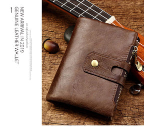 Design de Miami - Humer ™ Retro Wallet Unisex RFID - Anti -theft - anti -pickpocket -genuine cuero de cuero con cremallera soporte de monedas de monedas de monedas de monedas