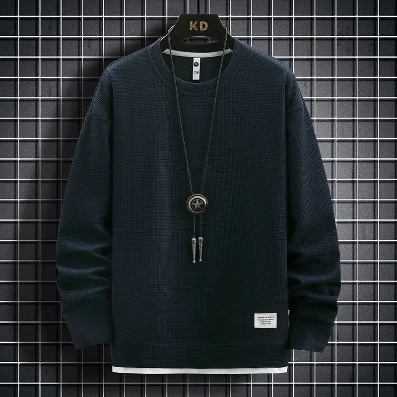 Conjunto Waffle Lounge Masculino – Moletom Casual de 2 Peças & Calças