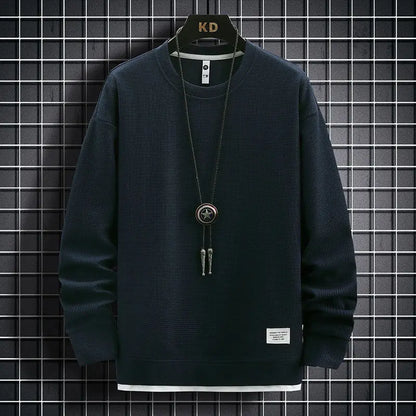 Conjunto Waffle Lounge Masculino – Moletom Casual de 2 Peças & Calças