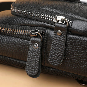 Bolso de hombro: bolso de hombro de cuerpo de cuero 100% genuino para hombres - informal y elegante