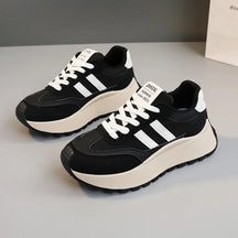 Lente/zomer damesplatform sneakers - Casual patchwork leer gevulkaniseerde schoenen