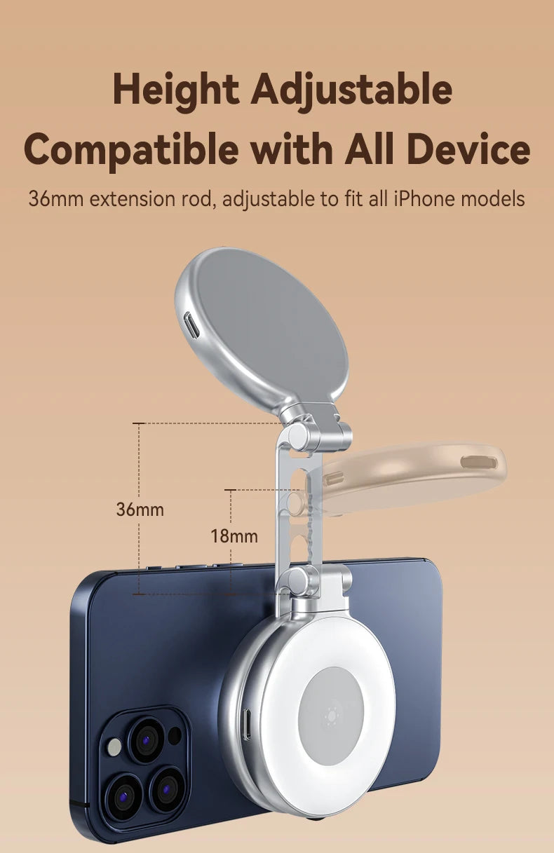 Telesin smartphone magnetische vullamp Mini selfie licht 3 modi verstelbare helderheid voor iPhone Xiaomi Huawei Samsung telefoon