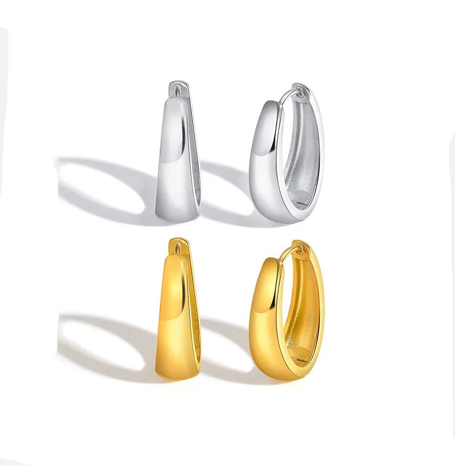 Brincos de argola de aço inoxidável simples para mulheres meninas, brinco de círculo grande cor prata dourada, joias delicadas da moda, presentes