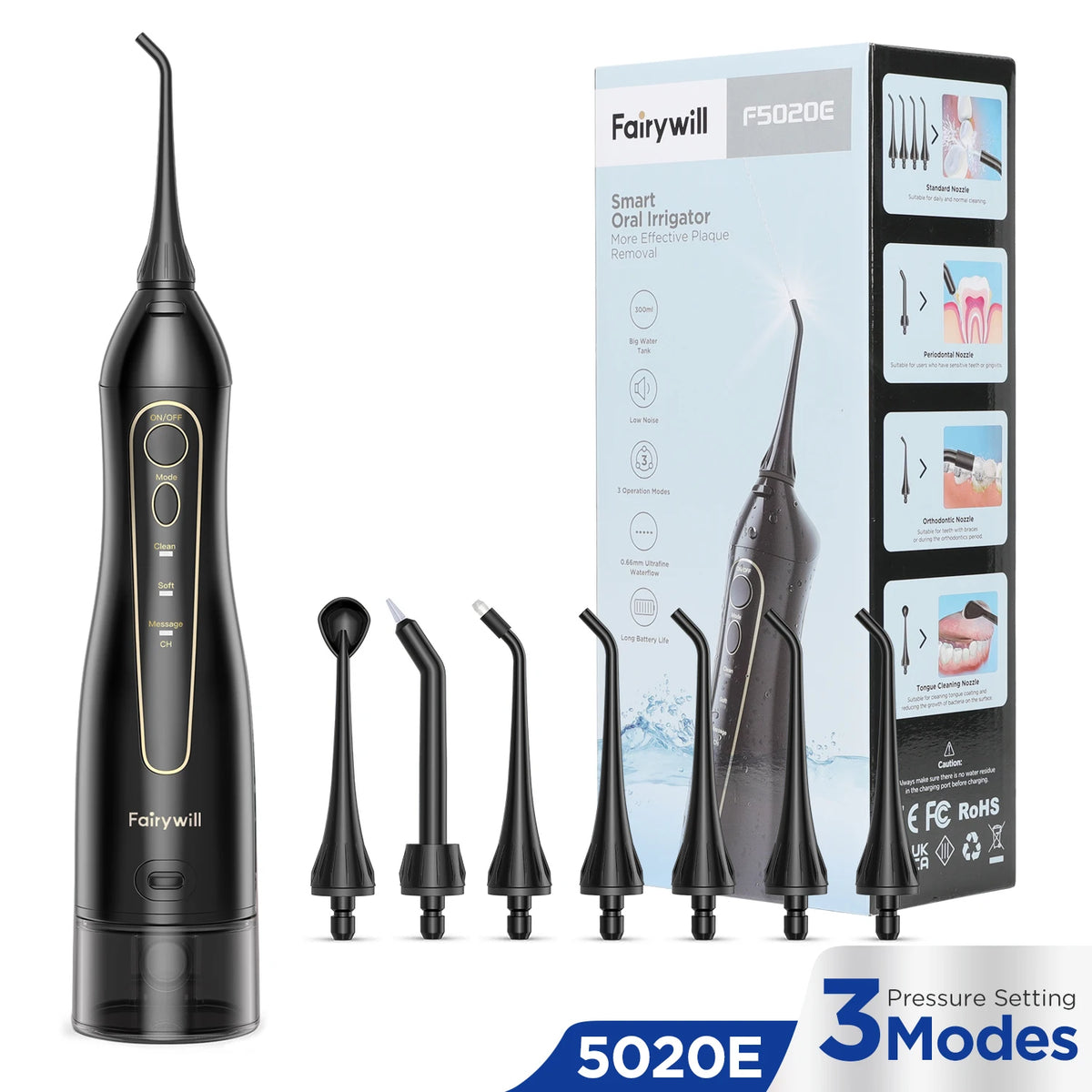 Water Flossers Oral Irrigator- Dental 3 Modes Water Tank for Teeth 300ML Waterproof Teeth Cleaner