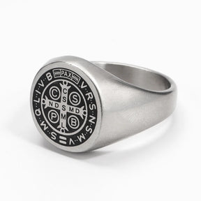 St. Benedict Cross Titanium Steel Ring – Christian Religious Jewelry Unisex