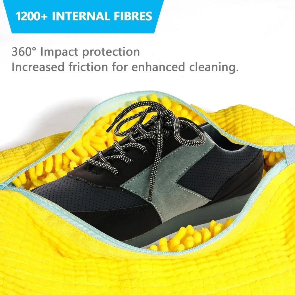 Shoe Washing Machine Bag for All Shoe Types-Yellow with Blue Zipper,Ideal for Sneakers and Casual Shoes,Laundry Wash Bag