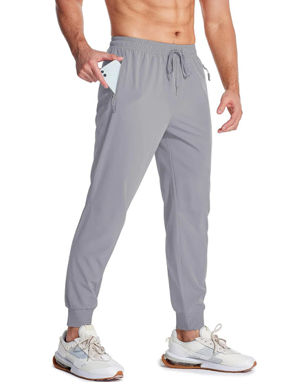 MIAMI MAG-Herren-Sportbekleidungshose, leichte, schnell trocknende Laufhose, Reißverschlusstaschen, sportliche Trainingshose, Jogger, Herren-Jogginghose