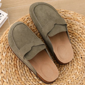 Nieuwe mannen suède klompen slippers zachte dames muilezels zomer kurk klompen slippers buitenstrand sandalen mode niet -slip thuisschoenen