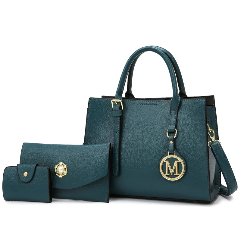 3-Piece or Single Vintage Tote Set – Elegant PU Leather Handbags for Women