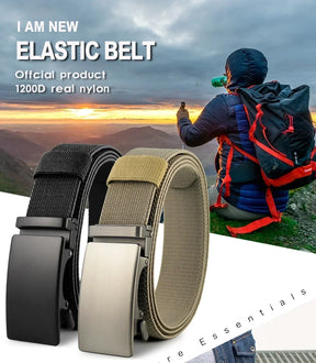 Sports Elastic Tactical Belt – Automatic Metal Buckle, Stretch Nylon Military Unisex Belt (115–150CM)
