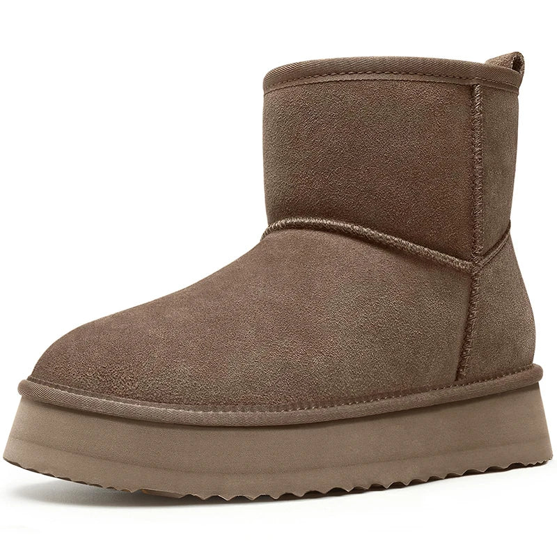 Women’s Warm Mini Mid-Calf Snow Boots – Thick-Bottomed, Fur-Lined Suede, Ultra-Comfortable Winter Shoes