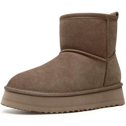 Women’s Warm Mini Mid-Calf Snow Boots – Thick-Bottomed, Fur-Lined Suede, Ultra-Comfortable Winter Shoes