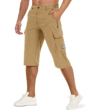 MIAMI TAC -Summer Quick Dry 3/4 Capri Pants Men's Casual Multi-Pockets Lightweight