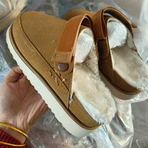 Women's Suede Gold Clog Platform Back Strap Clogs – Large Size, Casual Autumn Design