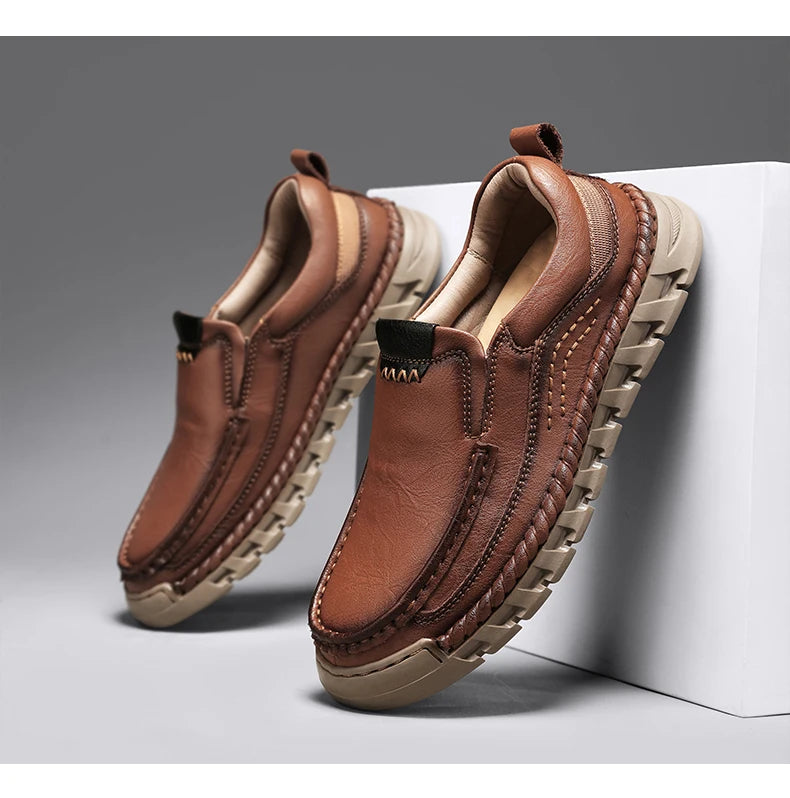 Mænds håndlavede loafers i ægte læder – ultrakomfortable fritidssko