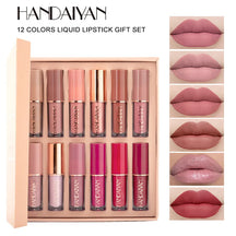 12-farvet mat flydende læbestiftsæt. Vandtæt, langtidsholdbar, ikke-overførende - Koreansk makeup - Originalt produkt