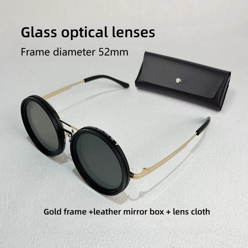 Sunglasses - Manual Dimming Sunglasses Vintage Steampunk Round Rotatable Adjustment Glasses Mountaineering Fishing Polarized Lenses